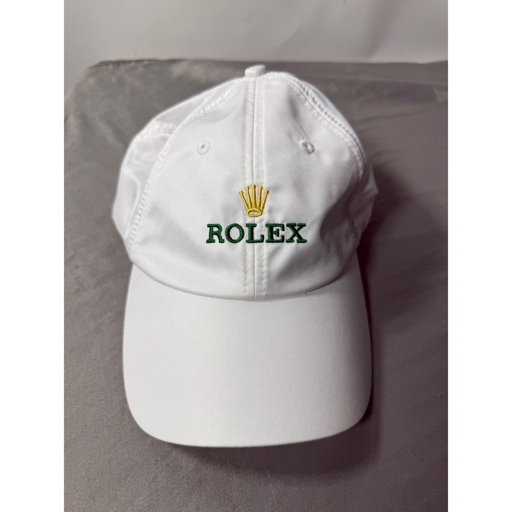 Rolex Windsor White Microfiber Baseball Cap Hat Gold Green Embroidered Logo
